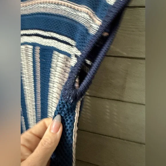 Tory Burch Women’s Navy Pink White Cotton Linen Scoop Neck Sweater Vest Small - Picture 5 of 9